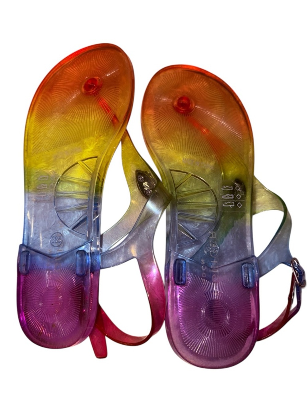 Kurt Geiger Rainbow Jelly Sandals Crystal Eagle Thong Flats 7.5 - Picture 4 of 10